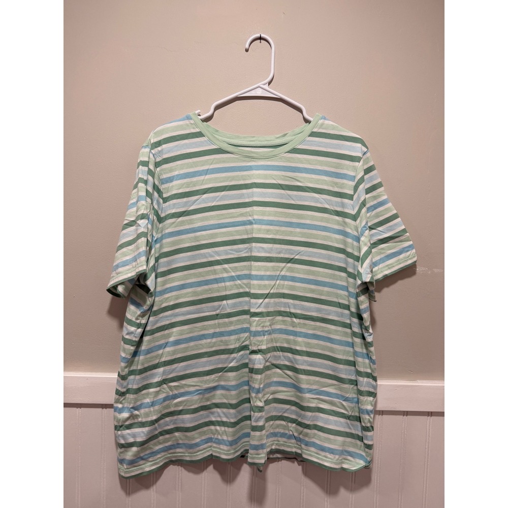 Lands End Short Sleeve T-Shirt Stripes Casual Women Size 1X